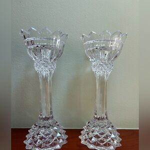 Pair of Slovenia Heavy Crystal Candle Holders